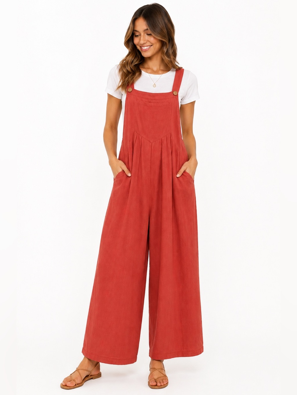 Automet Linen Blend Wide Leg Jumpsuit Rust Orange Sleeveless Size M NWT Summer